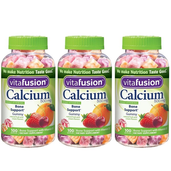 Vitafusion Calcium, Gummy ElADL Vitamins for Adults, 100 Count (Pack of 3) PjEYJ