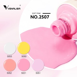 VENALISA Gel Nail Polish Set, 5 Colors 10ML Gel Polish Kit Pure White Yellow Pink Purple Color Soak Off Salon Manicure DIY at Home Nail Art For Girls Women