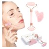 Placa de masaje facial antiarrugas Jade Stone Roller + Gua