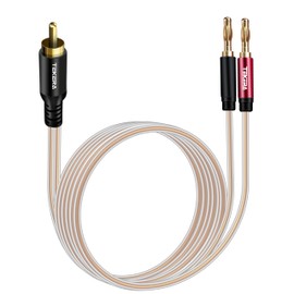 TEKERA RCA Male to Banana Plug Cable 1m, RCA to Banana 2 Male Y Splitter Cable, Hi-Fi Audio Speaker Wire for Amplifier, Subwoofer, and Home Theater Systems, Gold-Plated and Double Shielded