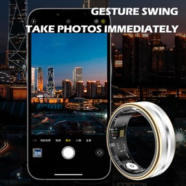 Smart Ring Health Rings Camera Control Heart Rate Monitor Sleep Ring Waterproof Sports Ring Tracker Pedometer Calorie Counter Smart Ring Gold Remote Ring