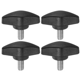 HARFINGTON 4pcs Tee Wing Knobs Thumb Screws M6 x 12mm Standard Male Thread Plastic T Knobs Handles Hand Clamping Knobs Grip Thumbscrew, Black