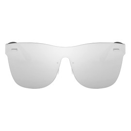 FEISEDY Mirrored Rimless Sunglasses One Piece Lens Reflective Sunglasses for Women Men B2647, Sliver, 64mm