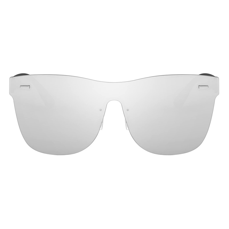 FEISEDY Mirrored Rimless Sunglasses One Piece Lens Reflective Sunglasses for
