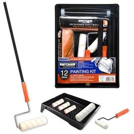 King Origin Paint Roller Kit with Extension Pole (3 ft), 9" & 4" Paint Rollers, Frame, Tray - 12-Piece Paint Supplies for Painting Walls, Home Interior
