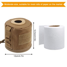 AOUTACC Tactical Roll Paper Storage Bag,Toilet Roll Paper Storage Holder with Molle Mounting Strap,Tissue Cover Organizer for Outdoor Camping,Hiking,Tactical Game-Brown