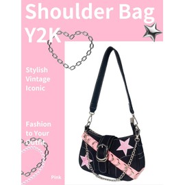 Gleease Cute Purses Small Shoulder Bag Black Y2k Shoulder Purse For Women Mini 90s Fashion Star Purses Vintage (Pink)