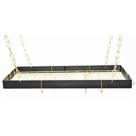Rogar Rectangle Pot Rack - Black with Brass Grid