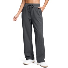 Soothfeel Women's Cotton Sweatpants Lounge Sweat Pants High Waisted Open Bottom Casual Yoga Pants for Women with Pockets, Charcoal, M