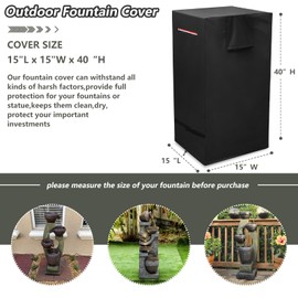 Outdoor Fountain Covers for Winter,Heavy Duty 600D Waterproof Garden Fountain Cover, with Zipper and Draws