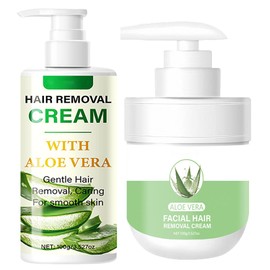 Facial Depilatory and Hair Removal Cream for Women, Aloe Vera Remover for Upper Lip and Chin for Face Hair Remover for Body Sensitive Skin Gentle and Non-Irritating (2PCS)