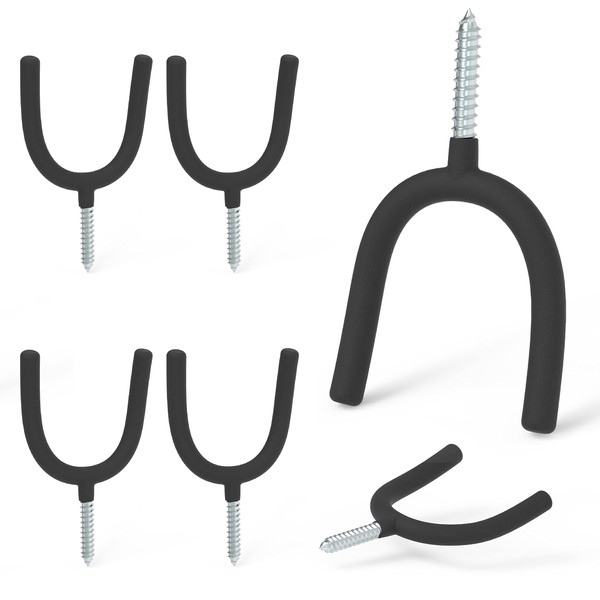 HUHOLE Screw in U Hook, Black Heavy Duty, 6PC, Shovel