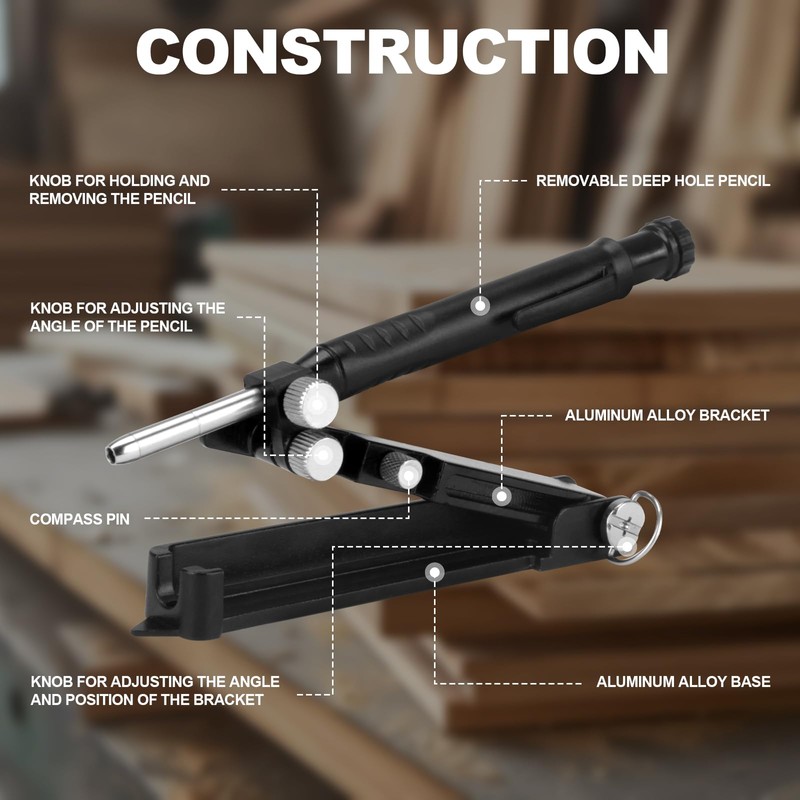 LATTHANT Multi-function Scribe Tool, Aluminium Alloy Scribing Tool with Carpenter