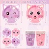 Cat Birthday Party Supplies Set, Kitten Tableware Includes Plates, Napkins,
