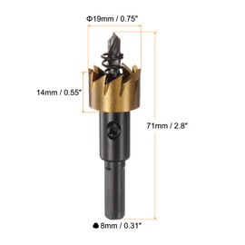 HARFINGTON Hole Saw 19mm (3/4") M35 HSS (High Speed Steel) Titanium Coated Drill Bit Cutter Opener for Stainless Steel Aluminum Alloy Metal Wood Plastic