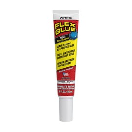 Flex Glue, Super Strong, Rubberized Waterproof Adhesive, Works Underwater, Use on Pools, Showers, Outdoors, Concrete, Brick, Pavers, UV Resistant, 6 oz Squeeze Tube, White, 1-Pack