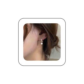 Aneneiceera Boho Crystal Pearl Drop Earrings Tiny Pearl Dangle Earrings CZ Pearl Earrings Spiral Crystal Stud Earrings Jewellery for Women and Girls