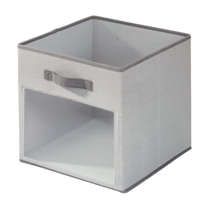 iDesign Emmy Fabric Storage Cube Bin with Front Window, Medium