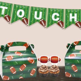 Oletx 24-Pack Football Party Favor Treat Boxes Pack, Goodie Boxes, Cardboard Gable Gift Boxes with Handles. Perfect for Football Sports Themed Party Decoration Supplies