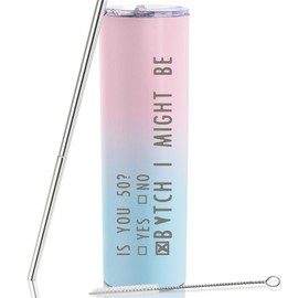 50th Birthday Gifts for Women 50 Years Old Birthday Gifts for Women 20oz Skinny 50th Birthday Cups 50th Birthday Gift for 1974 Woman Female Bday Presents Fun Pink Gradition Tumbler with Lid Straw