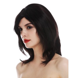 WIG ME UP - TYM-476-MT-2H99 Women's Wig Monofilament Shoulder Length Black Red Highlights Highlighted Straight Voluminous