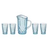 Dollhouse Miniature Chrysnbon Blue Pitcher with 4 Glasses
