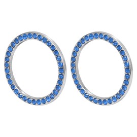 X AUTOHAUX 2pcs Car Start Stop Ring Rhinestone Push Start Button Knob Trim Blue
