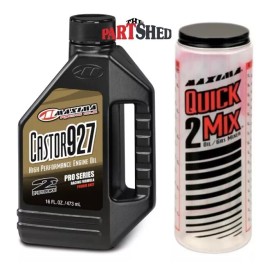 Maxima Quick Mix 2 Stroke Ratio Measuring Bottle With 16oz Castor 2 Stroke Oil