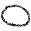 Taddart Minerals Black Natural Gemstone Snowflake Obsidian Bracelet with 6mm