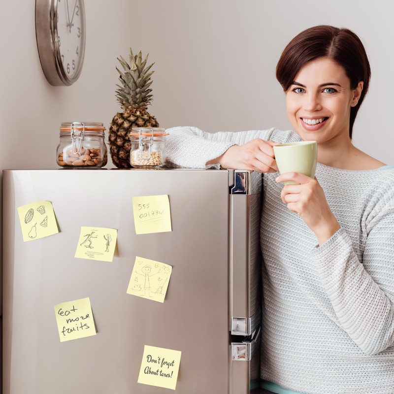 OWLKELA 800pcs Yellow Sticky Notes, 75 x 75mm, 8 Pads