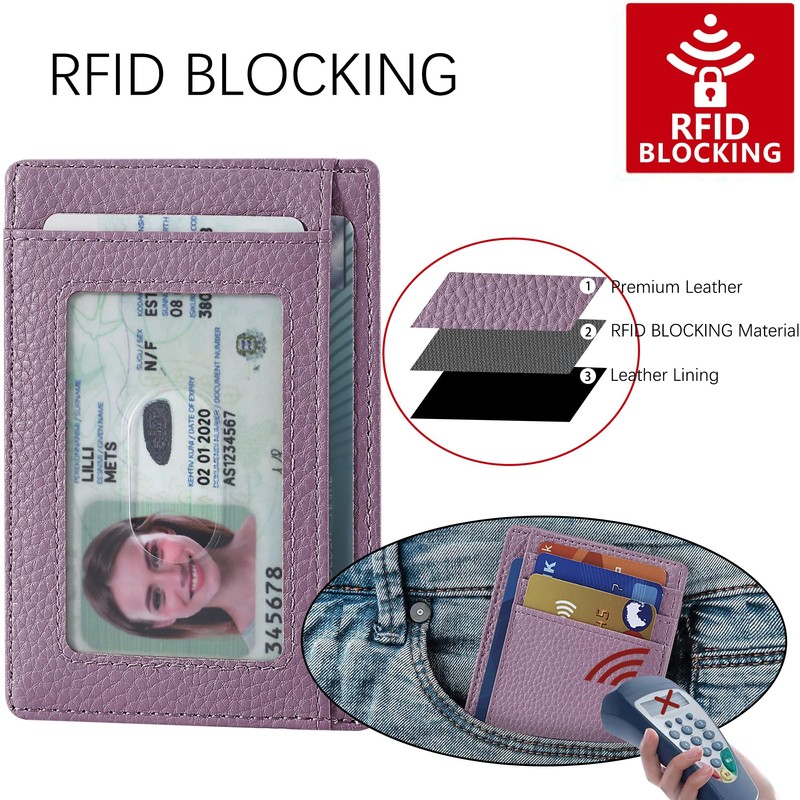 Travelambo Slim Wallet Front Pocket Minimalist Leather RFID Blocking Medium