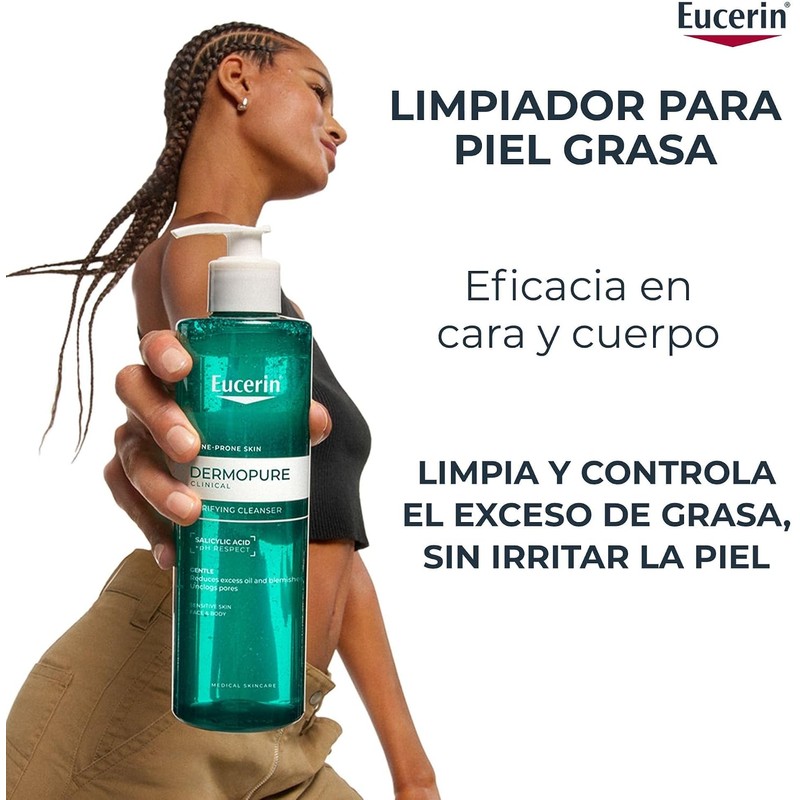 Eucerin Gel Limpiador Facial Piel Grasa Imperfecciones, 400Ml