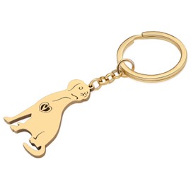 HUAGEO Stainless Steel Cute Labrador Retriever Dog Keychain Wallet Charms Gifts For Women bags Car Key Rings Novelty Jewelry (Gold)