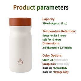 11 oz Vacuum Insulated Small Water Bottle – Mini Stainless Steel Travel Mug – Leak-Proof, – 316 Inner Stainless Steel, 304 Outer, Matte Finish – Hot & Cold Retention