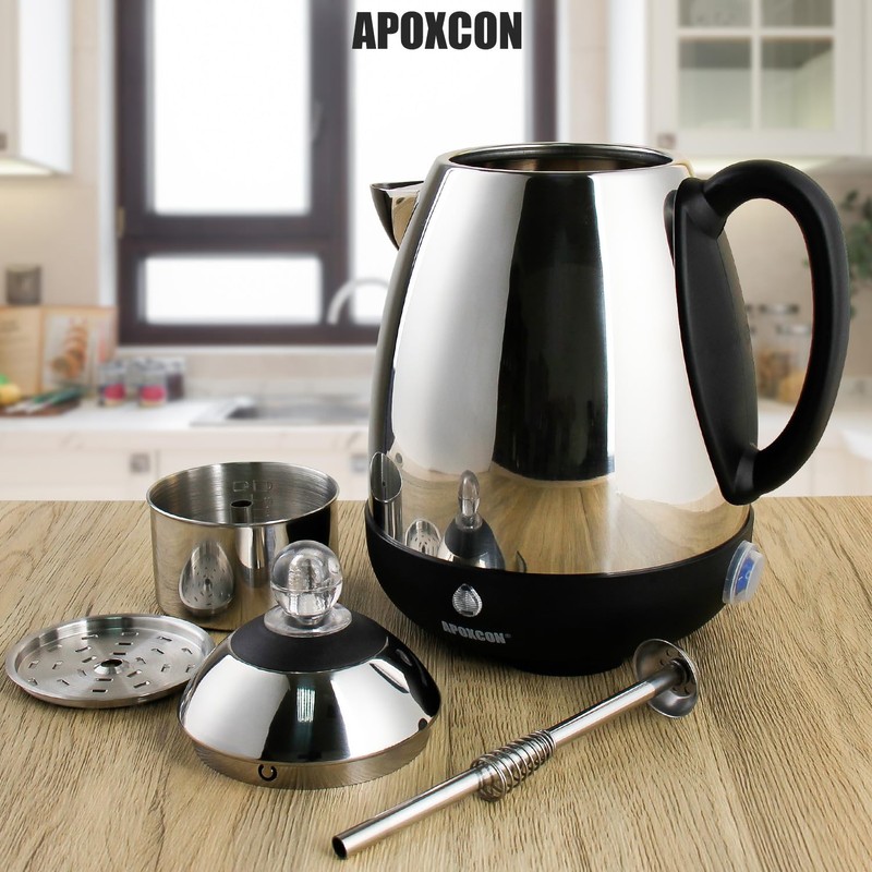 APOXCON Electric Coffee Percolator Stainless Steel Coffee Maker with Clear