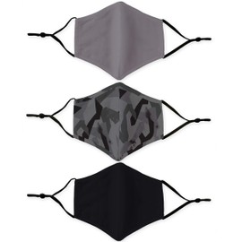 weddingstar 3 Pack Adult 3-Ply Washable Cloth Face Mask Reusable and Adjustable with Filter Pocket - Grey Geo