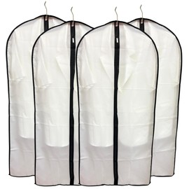ChicHouse 4 Pack Garment Covers with Zipper,Washable Waterproof Dustproof Clothes Covers for Clothes Suit Coat Men Women Closet Travel (WHITE & BLACK)