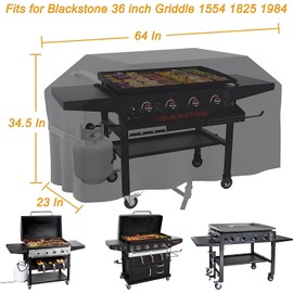 36 Inch Griddle Cover Fits for Blackstone 36 inch Flat Top Gas Griddle 1554 1825 1984, Heavy Duty Waterproof 36" Griddle Cover Fit Royal Gourmet GD401 Fit Blackstone 36 inch Griddle(Tan)