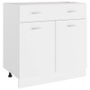 vidaXL Kitchen Drawer Bottom Cabinet in White - Scandinavian Style