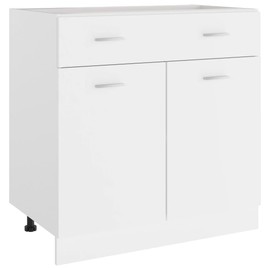vidaXL Kitchen Drawer Bottom Cabinet in White - Scandinavian Style Organizational Unit - Made of Durable Engineered Wood - 31.5"x18.1"x32.1" - Assembly Required