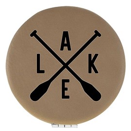 Enthoozies Lake Life Canoe Paddles Light Brown 2.5" Diameter Laser Engraved Leatherette Compact Mirror