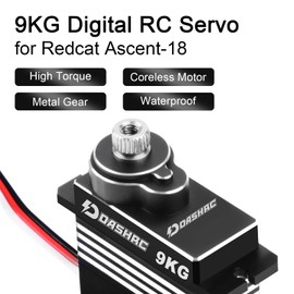 DashRC 9KG Digital Servo, Coreless Motor High Torque Servo, Waterproof Metal Gear Micro Servo for 1/18 RC Redcat Ascent-18 Crawler Upgrades, Black