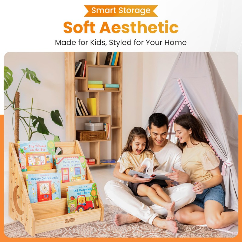 Montessori Baby Bookshelf for Ages 1–3 – 5-Tier Wooden Nursery