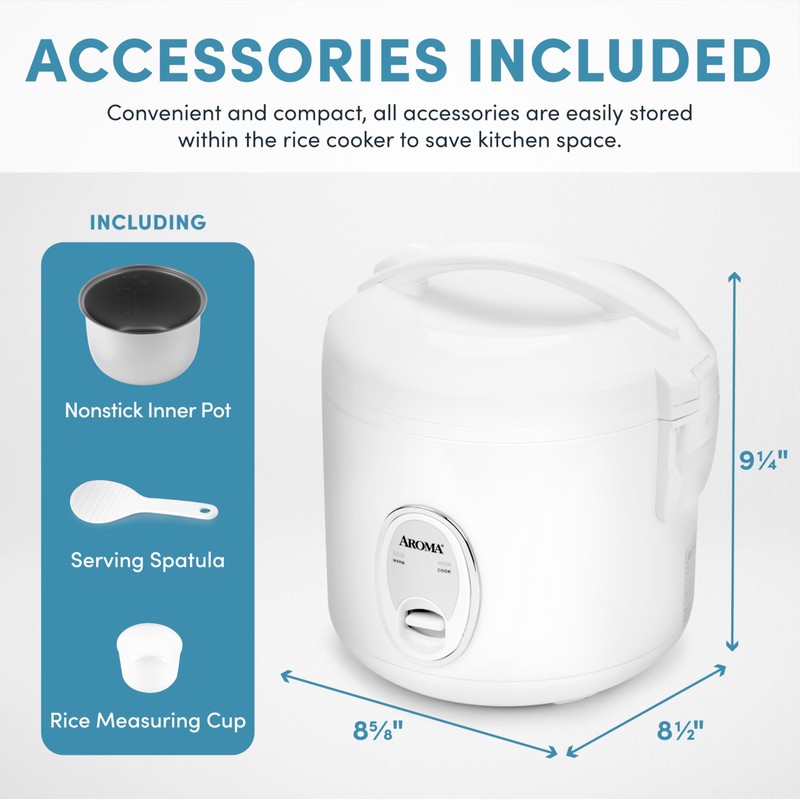 Aroma Housewares 8-Cup (Cooked) (4-Cup UNCOOKED) Cool Touch Rice Cooker