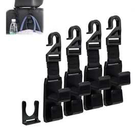 Alyphyly Car Seat Headrest Hooks Vehicle Car Headrest Hooks Hanger 4 Pack Storage Organizer-Strong and Deep Universal for Handbags Purses Coats and Bottle Holder-Black