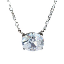 NicoWerk SKE781 Women's Necklace 925 Silver Chain with Oval Shiny Stone Pendant Chain for Women