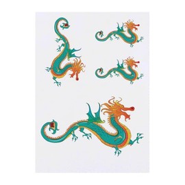 4 x 'Chinese Dragon' Temporary Tattoos - Water Resistant, Skin-Safe, Non-Toxic Transfers, Mixed Sizes (TO00079738)