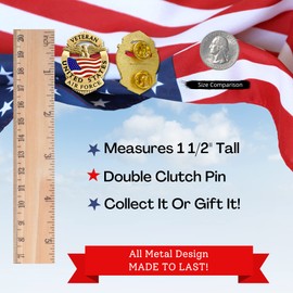 Air Force Veteran Pin - Patriotic Military Double-Clutch Lapel Badge with USAF American Eagle & United States Flag Design - Made of Strong Metal (Gold Tone)