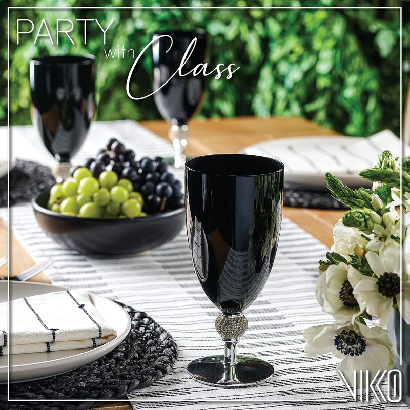 Vikko Décor Black and Silver Goblets | Large 18 Ounce