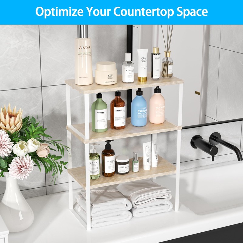 Golener Countertop Organizer Corner Shelf, 2 Tier Adjustable Stackable Corner